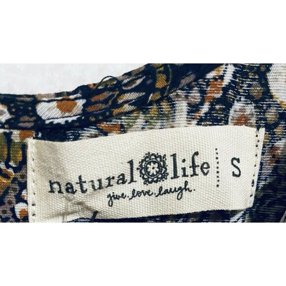 Natural Life Dress Womens Small Navy Blue Heidi Mini Ruffle Hem Boho Prairie - Picture 7 of 8